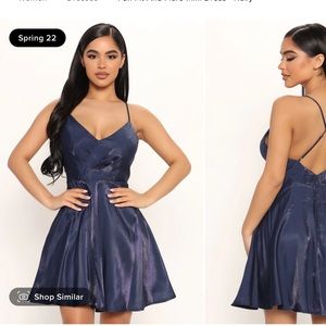 Fashion nova Fun fit and flare mini dress-Navy small